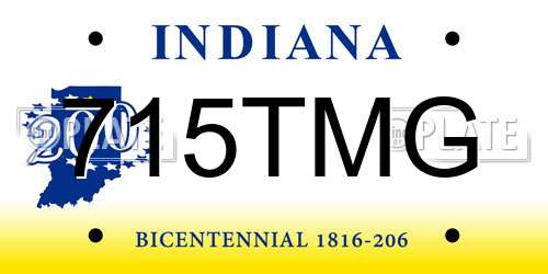 715TMG Indiana License Plate