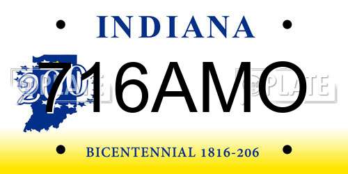 716AMO Indiana License Plate