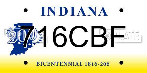 716CBF Indiana License Plate