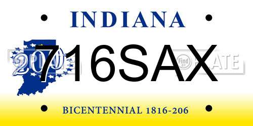 716SAX Indiana License Plate