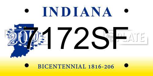 7172SF Indiana License Plate