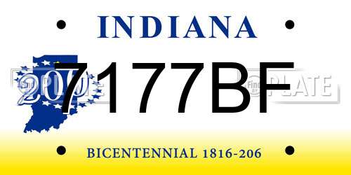 7177BF Indiana License Plate