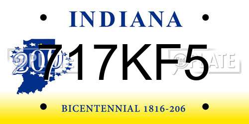 717KF5 Indiana License Plate