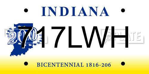 717LWH Indiana License Plate