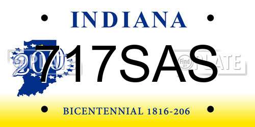 717SAS Indiana License Plate