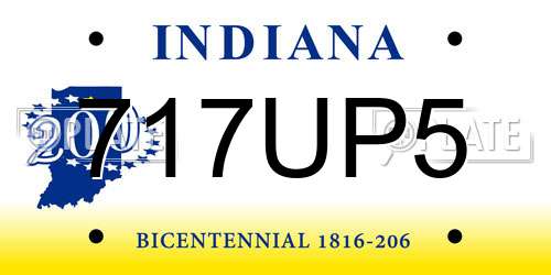 717UP5 Indiana License Plate