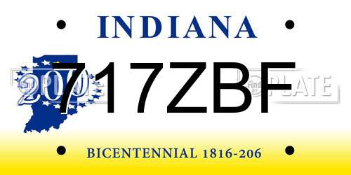 717ZBF Indiana License Plate