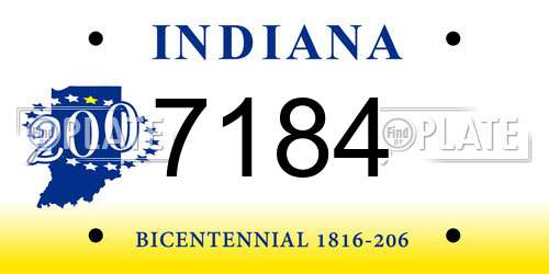 7184 Indiana License Plate