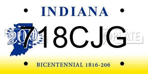 718CJG Indiana License Plate