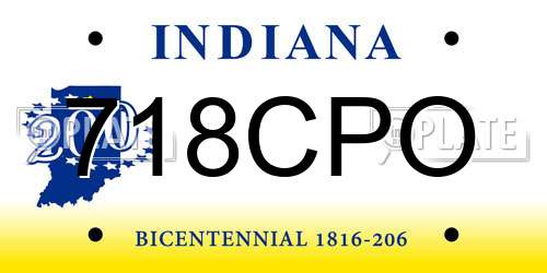 718CPO Indiana License Plate