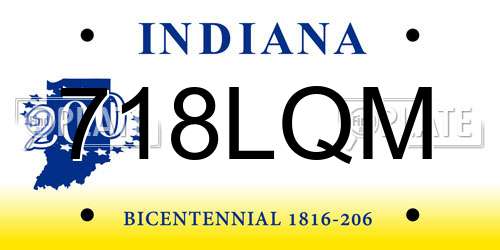 718LQM Indiana License Plate