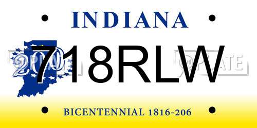 718RLW Indiana License Plate