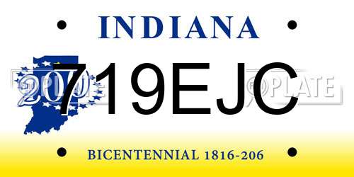 719EJC Indiana License Plate