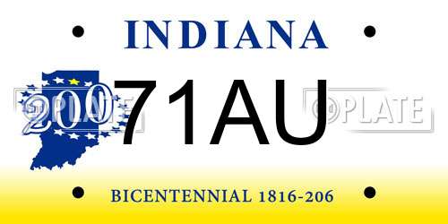 71AU Indiana License Plate