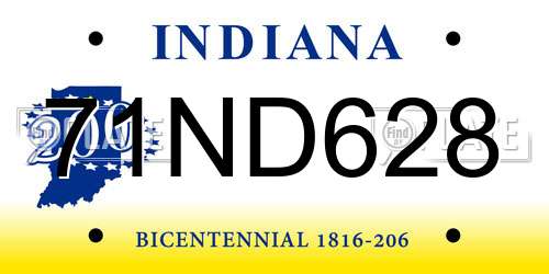 71ND628 Indiana License Plate