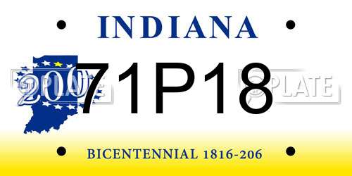 71P18 Indiana License Plate