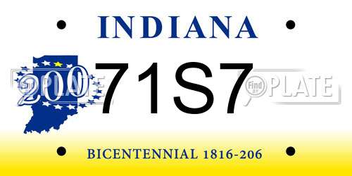 71S7 Indiana License Plate