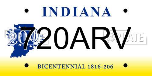 720ARV Indiana License Plate