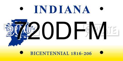 720DFM Indiana License Plate