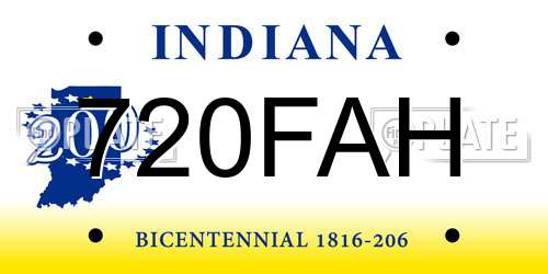 720FAH Indiana License Plate