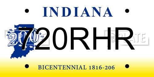 720RHR Indiana License Plate