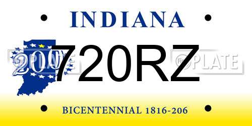 720RZ Indiana License Plate
