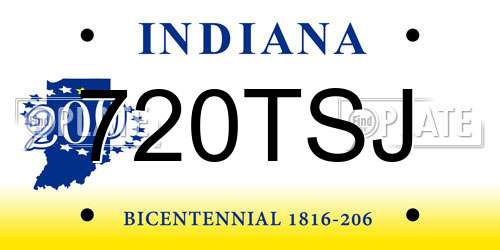 720TSJ Indiana License Plate