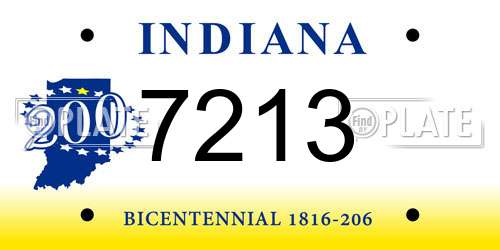 7213 Indiana License Plate
