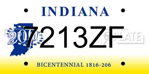 7213ZF Indiana License Plate