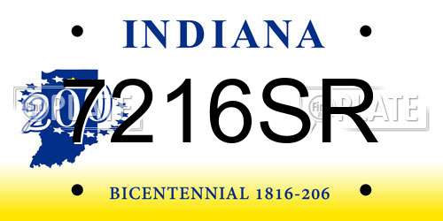 7216SR Indiana License Plate