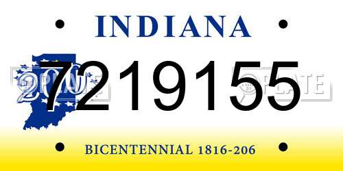 7219155 Indiana License Plate