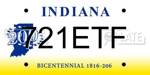 721ETF Indiana License Plate