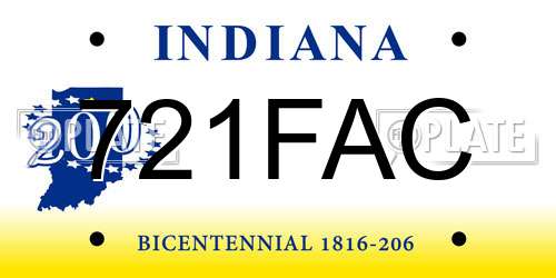 721FAC Indiana License Plate