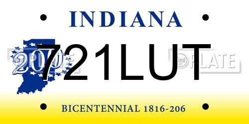 721LUT Indiana License Plate