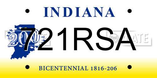 721RSA Indiana License Plate
