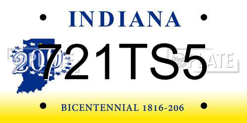 721TS5 Indiana License Plate