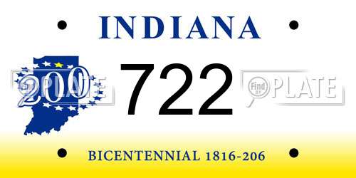 722 Indiana License Plate