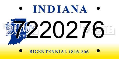 7220276 Indiana License Plate
