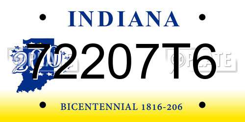 72207T6 Indiana License Plate