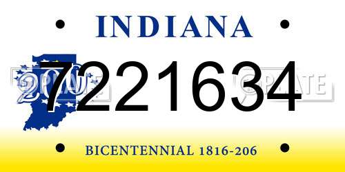 7221634 Indiana License Plate