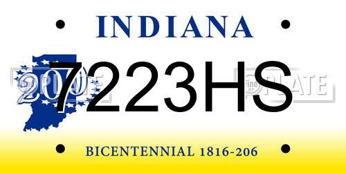 7223HS Indiana License Plate