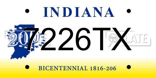 7226TX Indiana License Plate