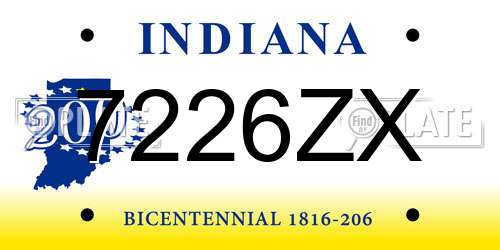 7226ZX Indiana License Plate