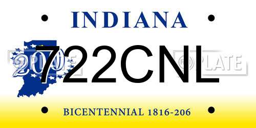 722CNL Indiana License Plate