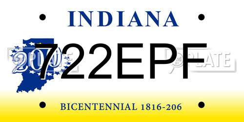 722EPF Indiana License Plate