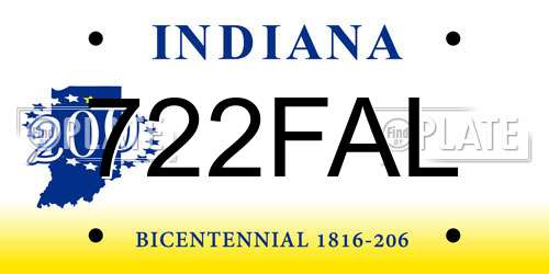 722FAL Indiana License Plate