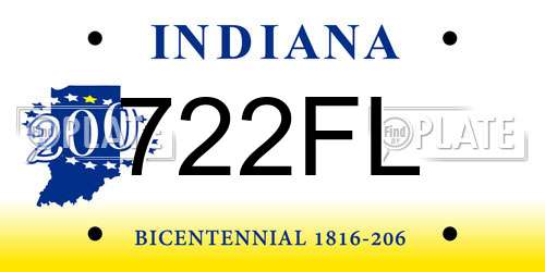 722FL Indiana License Plate