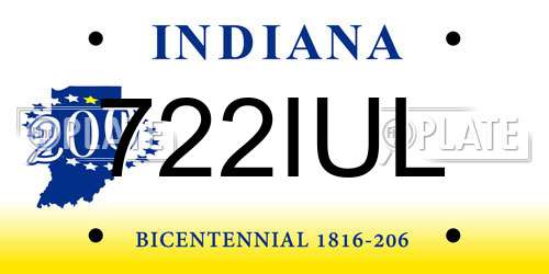 722IUL Indiana License Plate