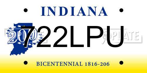 722LPU Indiana License Plate