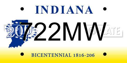 722MW Indiana License Plate